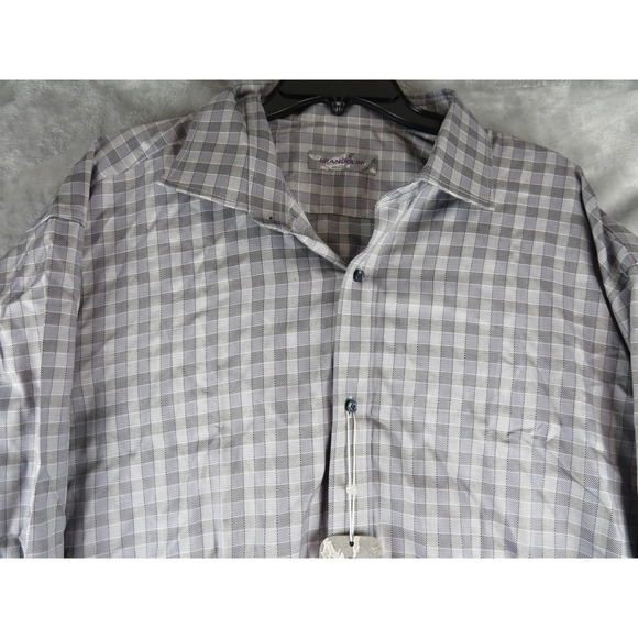 Other - Brandolini Shirt Mens XXL 18.5‎ 47 Grey Check Dress Button Down Long Sleeve